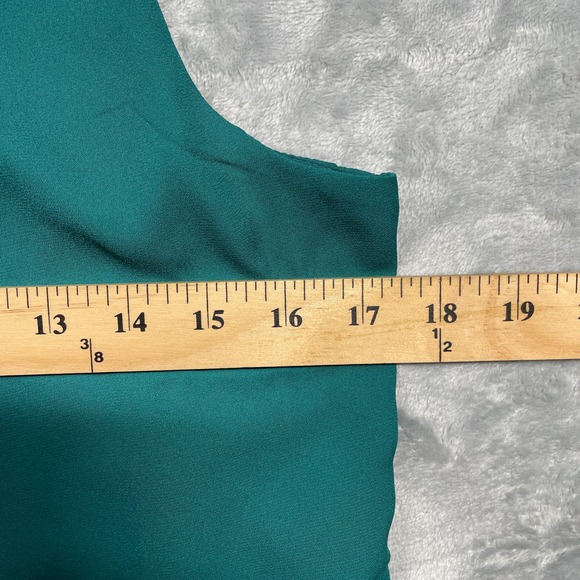 J Crew Teal Sleeveless Layered Blouse Top Pleated Neck Size 0 XS - Picture 8 of 10